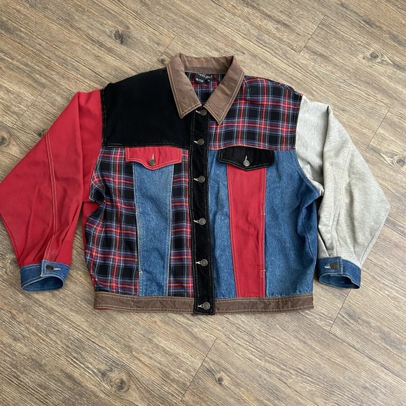 Carole Little Jackets & Blazers - Vintage Carole Little Sport Denim Jacket Corduroy Patchwork